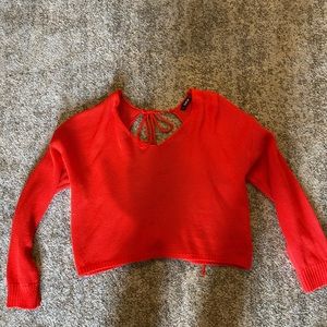 Red crop sweater